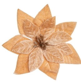Poinsettia velvet beige 16cm on a clip (PON00674)