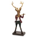 Reindeer 24cm playing the flute, polyresin (179761)
