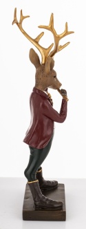 Reindeer 24cm playing the flute, polyresin (179761)