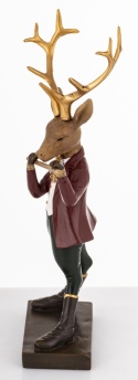 Reindeer 24cm playing the flute, polyresin (179761)