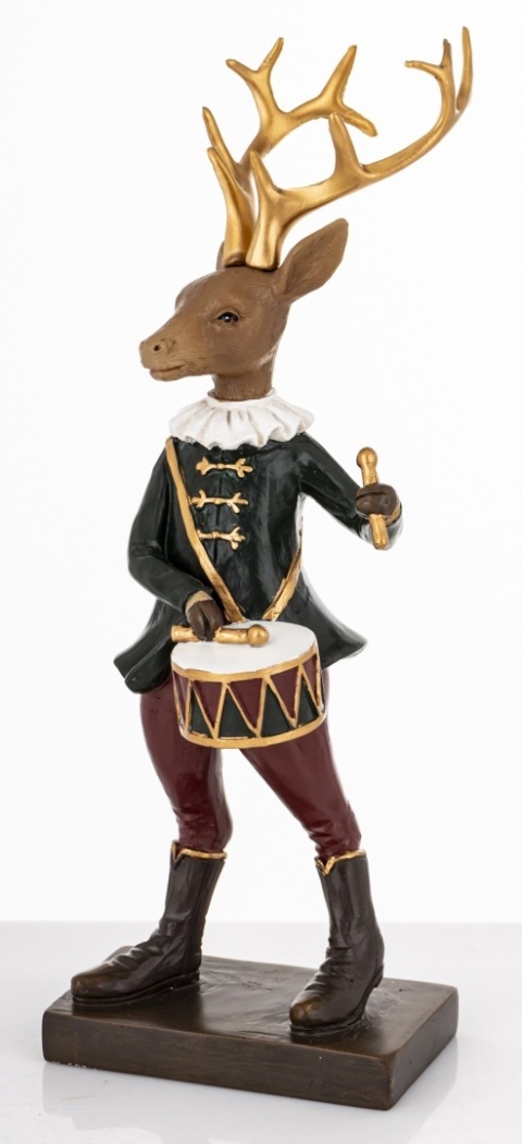 Reindeer 24cm with drum, polyresin (179761)