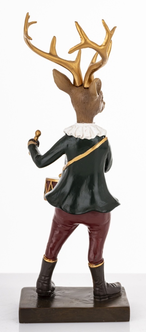 Reindeer 24cm with drum, polyresin (179761)