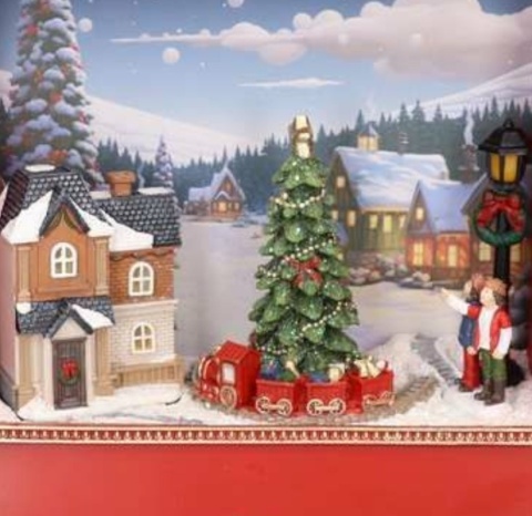 Scenka LED w ramce miasteczko 8 melodii bat.3xAA (TG79454)