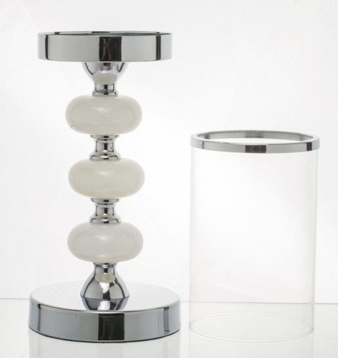 Świecznik chrom 3 kulki z alabastru (131255)-20%