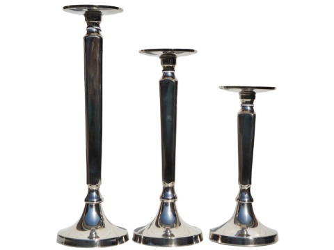 Świecznik metal. srebrny średni 29*11cm (IK0074)-20%