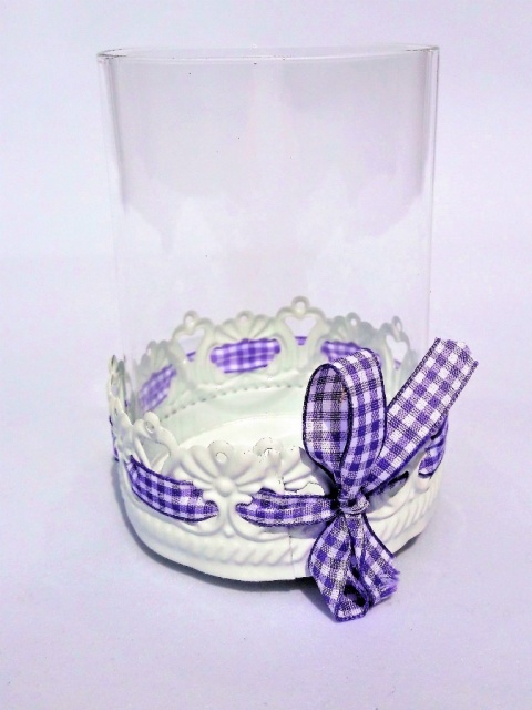 Świecznik metal.ze szkłem mały 'krateczka' (601134)A-20%