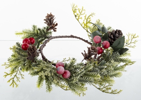 PU wreath for candle red fruits (158336)