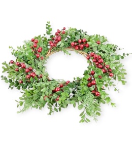 Wreath 40cm diameter, mix of burgundy fruit branches (CV37229)