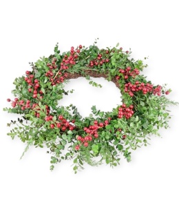 Wreath 60cm diameter, mix of burgundy fruit branches (CV37228)