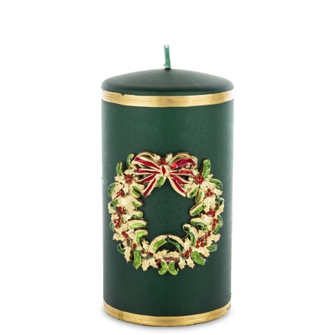 Świeca słupek zielony 80x140 z wiankiem (174218)