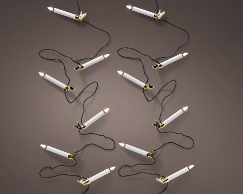 White candles 20 LED warm on a clip, length 9.5 m, indoor/outdoor timer (492879)