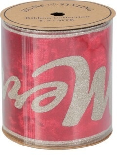 Red velvet ribbon "Christmas" glitter (513163)