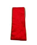 Ribbon on a spool, red velvet, gold edge (RF0545)