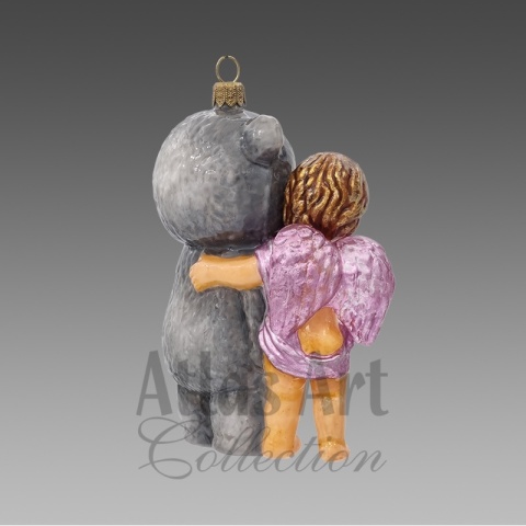 Atlas Art Bauble: Gray Teddy Bear with Angel (00763/1AA)