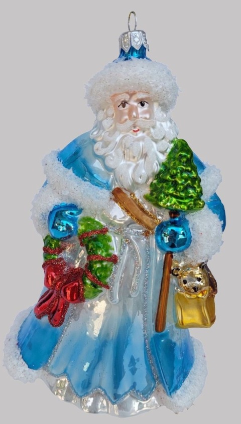 Bombka formowa: Mikołaj maxi z wieńcem niebieski (388) SZW