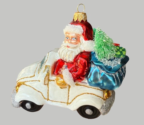 Bauble form: Santa Claus in a white car (63) SE