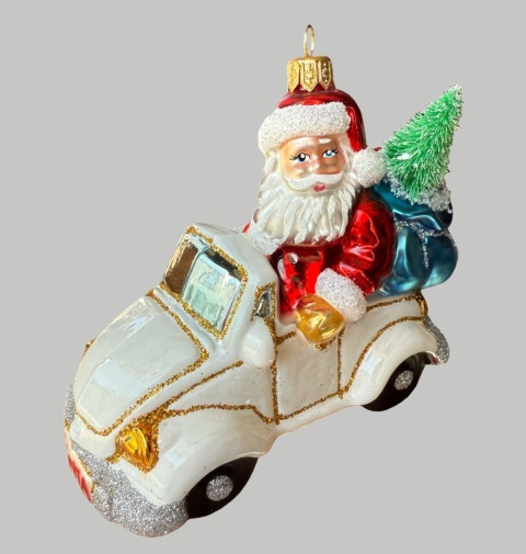 Bauble form: Santa Claus in a white car (63) SE