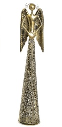 Anioł metalowy złoty 55cm ażurowy z sercem w dół (ART18394) fi 11cm-20%