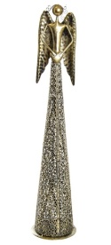 Anioł metalowy złoty 68cm ażurowy z sercem w dół (ART18392) fi 14cm-20%
