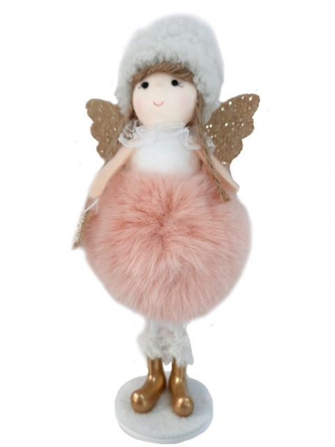 Aniołek na podstawie 19cm spódnica futerko 3kolory (DT-201-0090) -40%