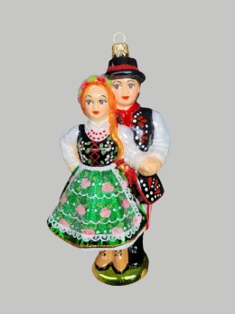 Bombka Morozko: Para ludowa krakowska (468) zielona spódnica