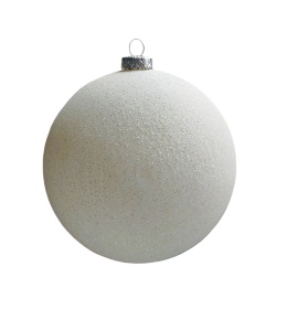 Bombka plastikowa biała brokatowa 150mm (O)