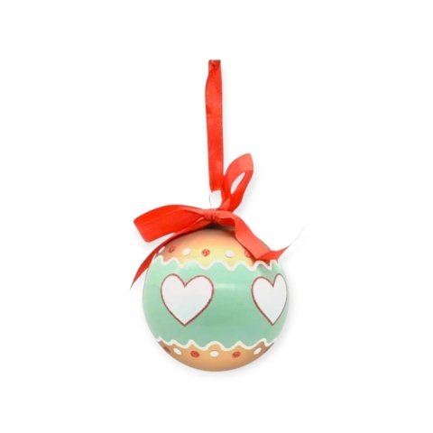 Glass bauble 8cm gingerbread hearts (TG75897)