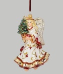 Huras bauble: White angel with Christmas tree (S1053)
