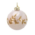 Glass bauble 8cm pink with twigs (526749)