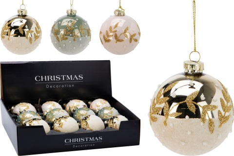 Glass bauble 8cm gray with twigs (526749)