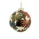 Glass bauble 8cm gold glitter painted flakes (523386)