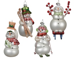Glass bauble snowman with skis (121472)