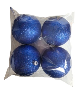 Bombki plastikowe granatowe brokatowe 120mm op-4szt (O)