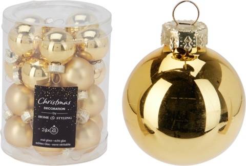 Glass baubles 25mm glossy/matt gold(502644)
