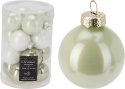 Glass baubles 35mm green/white mix 16pcs (502661)