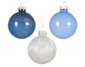 Glass baubles 6cm blue and white mix tube 15pcs (142516)