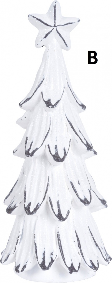 Choinka ceramiczna z gwiazdką biało-grafitowa 15cm 3wzory (011888)-20%