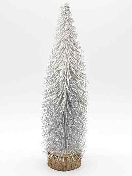 Choinka "szczotka" biało-srebrna brokatowa duża 35*10cm (CV20707)-20%