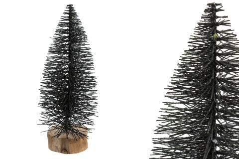 Choinka "szczotka" na pieńku grafitowa z brokatem (OZB06779) h:25cm