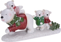 Cztery misie ceramiczne na śniegu z choinką (046797)-20%