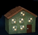 Ceramic house retro green LED (POR10732)