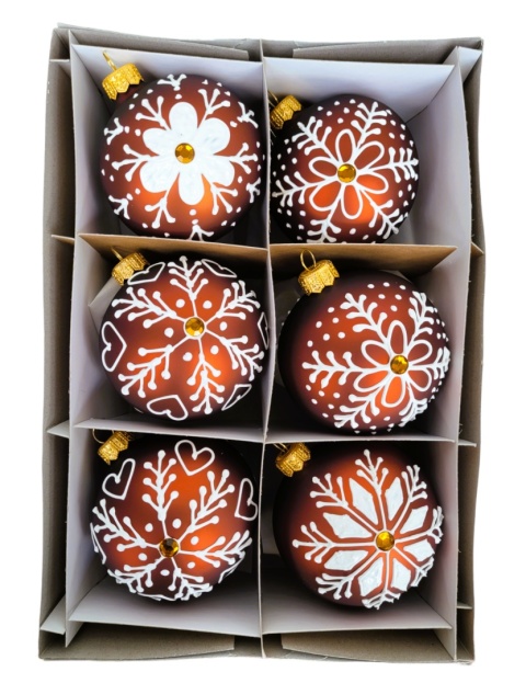 Bombki 80 dekorowane ornament op.6szt.: KOLEKCJA PIERNIKOWA-20%