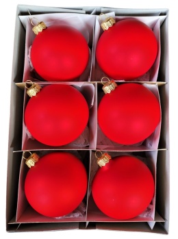 Bombki 80 satynowe czerwone op.6szt.