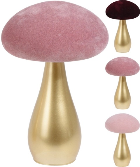 Grzyb szklany 18cm welurowy kapelusz 3kolory (353616)-40%