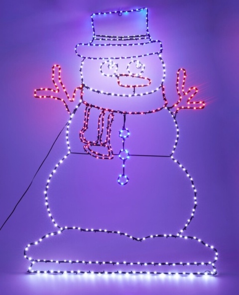 Kontur bałwanek 117cm z fleszem kolorowy timer (AXT100060)