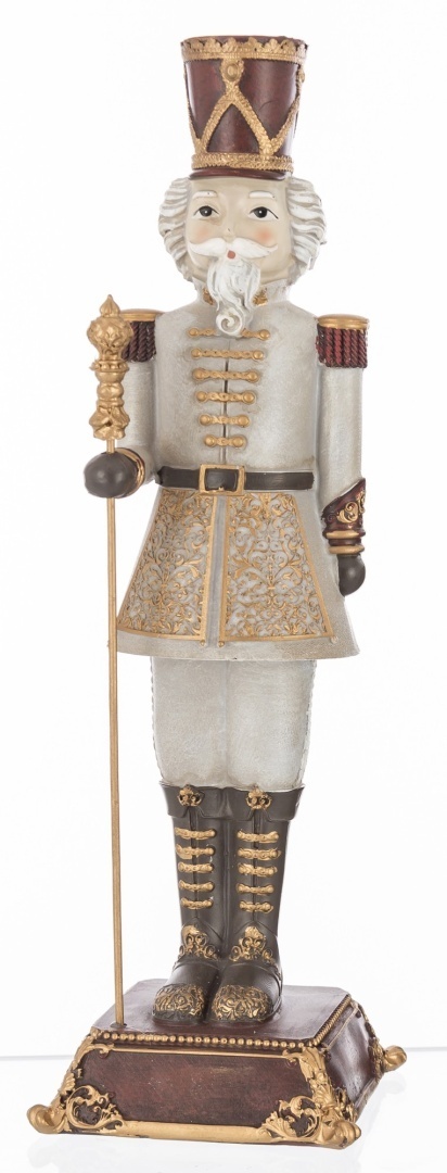 Dziadek do orzechów 42cm szary na podstawie poliresing (156496)