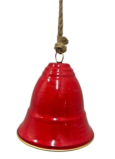 Bell on a rope, red, worn (RF0767)