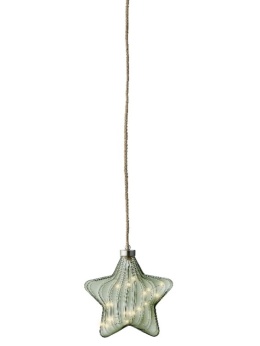 Gwiazda szklana 20cm transparentna khaki 15LED(487599)