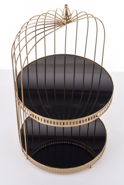 Klatka metal. złota 50cm otwarta dwa lusterkowe poziomy (144824) h:50*fi31cm