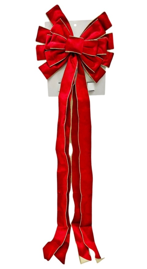 MAXI 3D bow red velvet gold edge (RF0555)